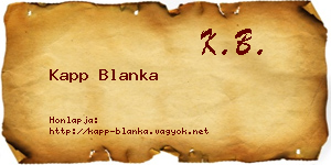 Kapp Blanka névjegykártya